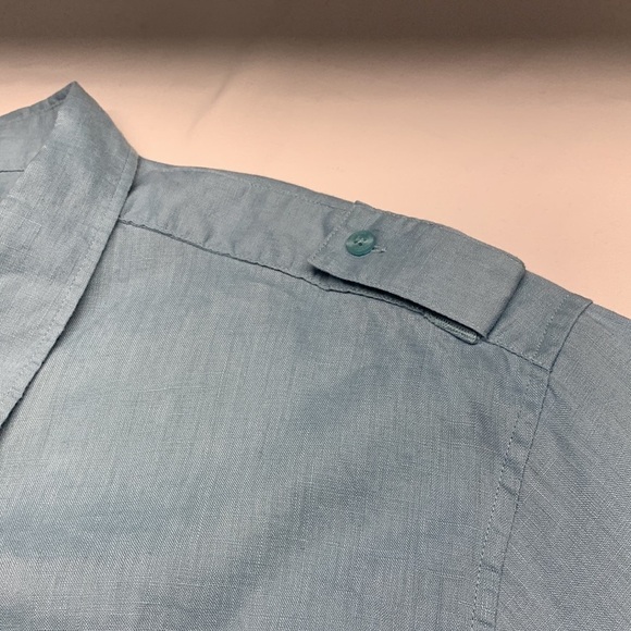 Distinction Short Sleeve 100% Linen Western Button Shirt Size XL 17 1/2 Blue - Picture 5 of 9